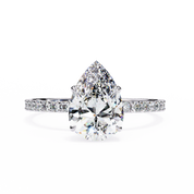 2.10 Carat Pear Shape Halo Lab Grown Diamond Engagement Ring