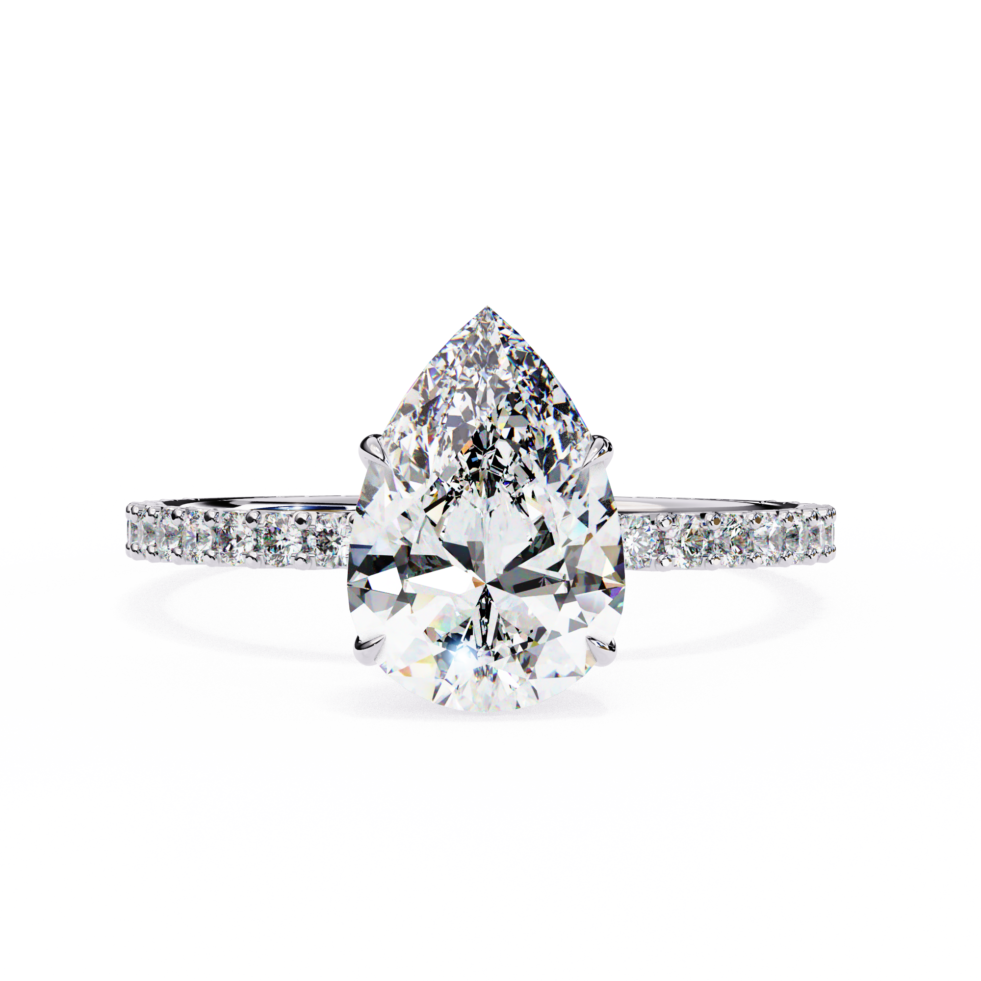 2.10 Carat Pear Shape Halo Lab Grown Diamond Engagement Ring