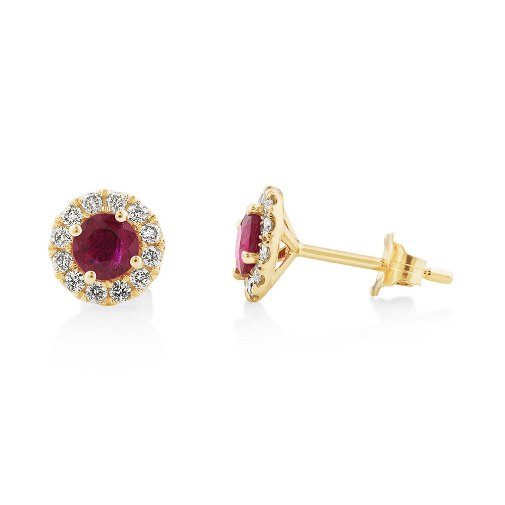 2.10 Carat Round Prong Set Ruby Gemstone Stud Earrings