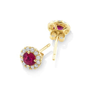 2.10 Carat Round Prong Set Ruby Gemstone Stud Earrings
