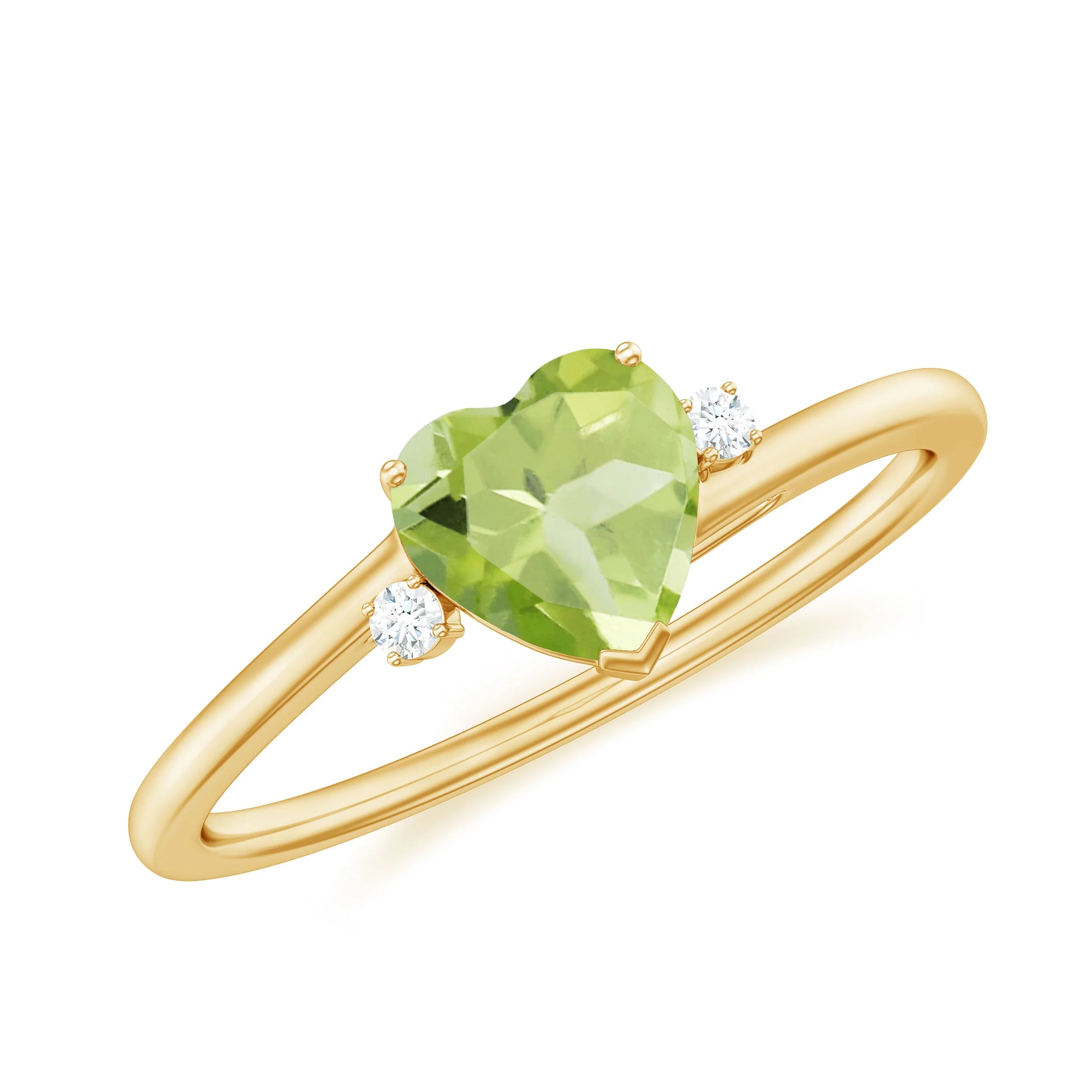 2.10 Ct Heart Peridot Prong Set Gemstone Engagement Ring