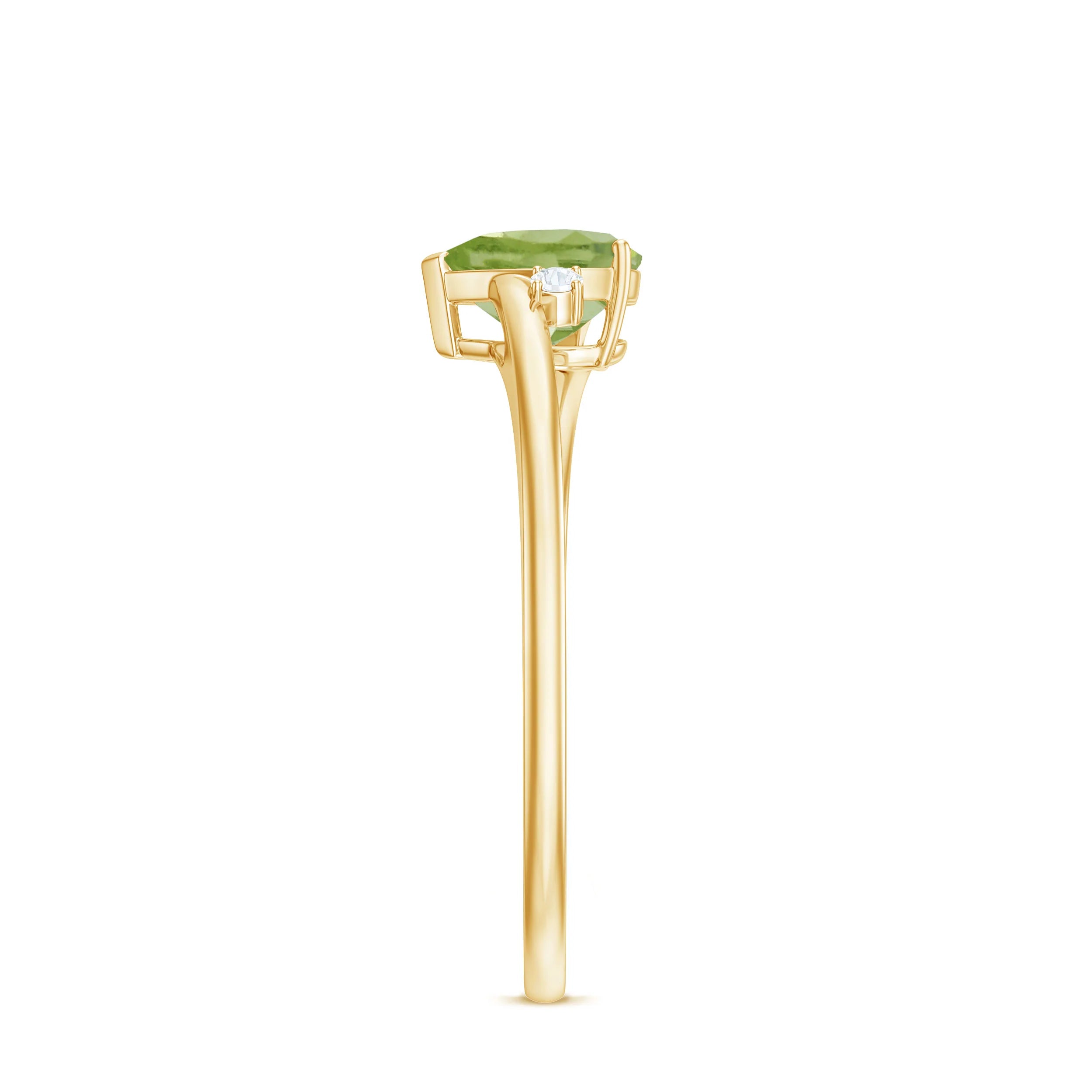 2.10 Ct Heart Peridot Prong Set Gemstone Engagement Ring