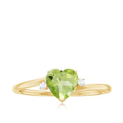 2.10 Ct Heart Peridot Prong Set Gemstone Engagement Ring