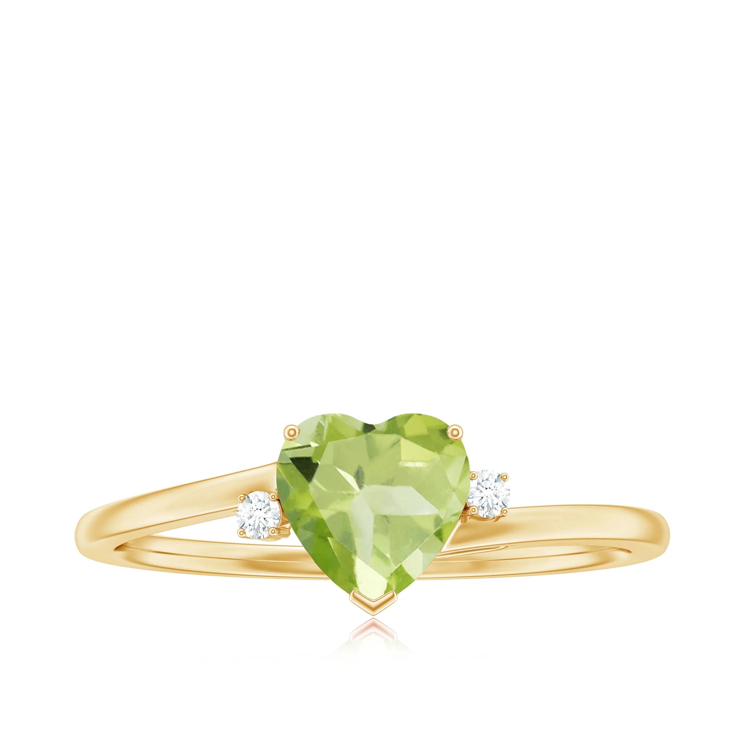 2.10 Ct Heart Peridot Prong Set Gemstone Engagement Ring