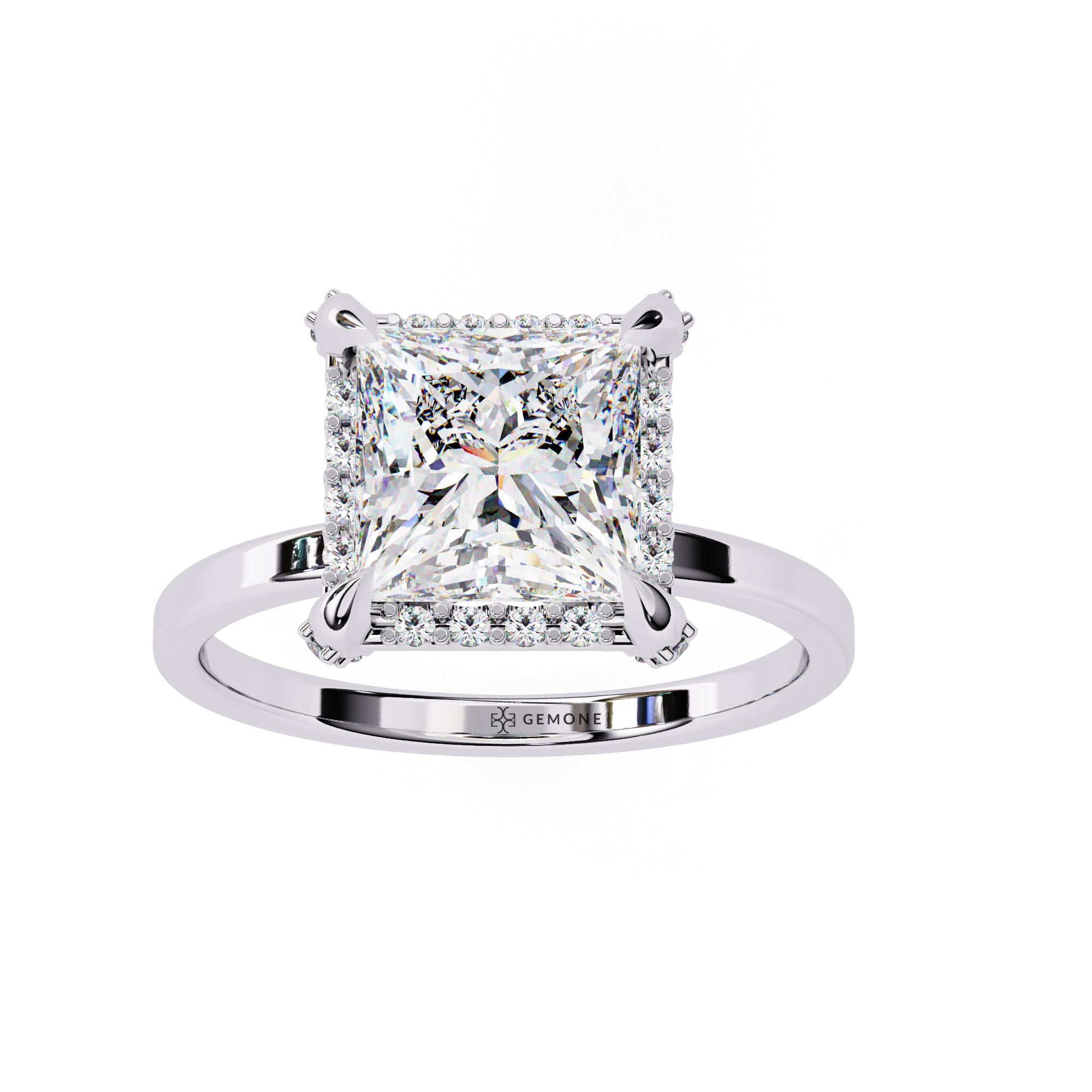 2.26 Carat Princess Cut Halo Lab Created Diamond Ring 950 Platinum Lab Diamond Engagement Rings