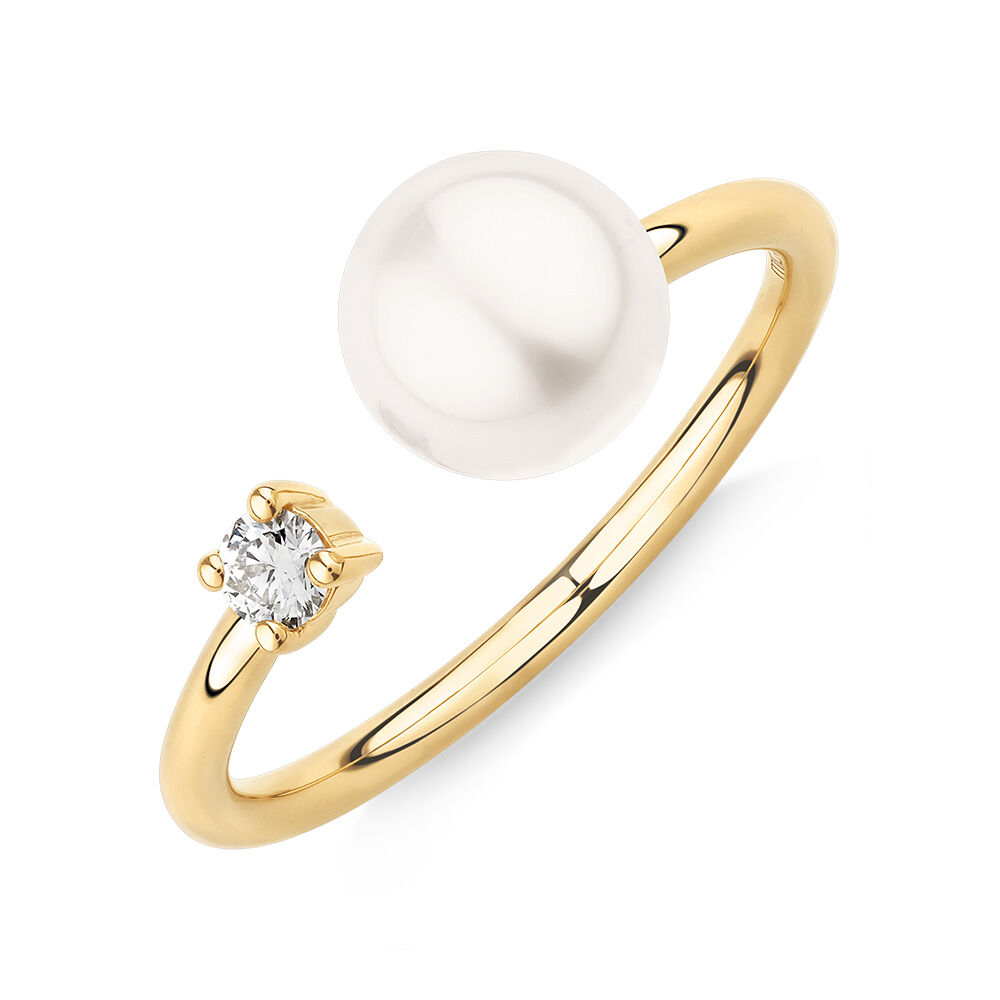 2.20 Carat Toi Et Moi Pearl Gemstone And Diamond Ring Pearl