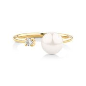 2.20 Carat Toi Et Moi Pearl Gemstone And Diamond Ring Pearl