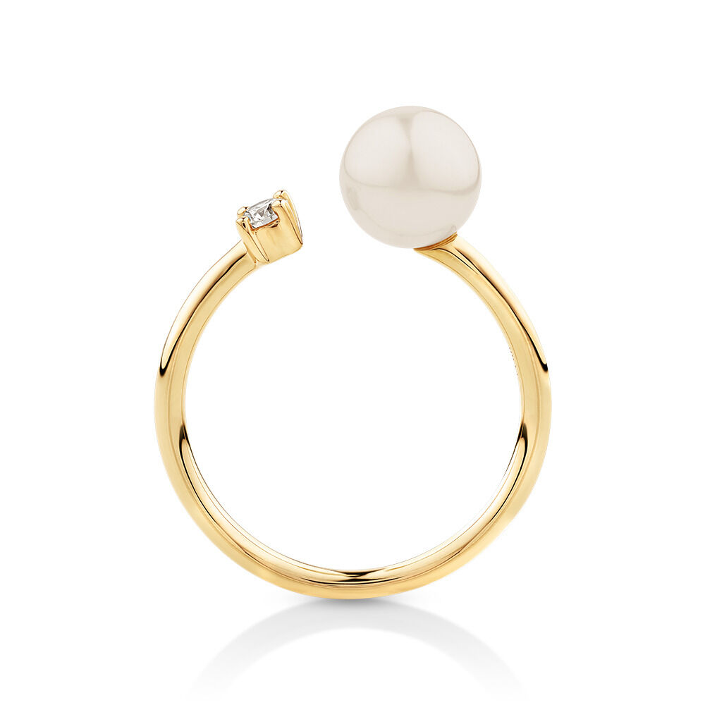 2.20 Carat Toi Et Moi Pearl Gemstone And Diamond Ring