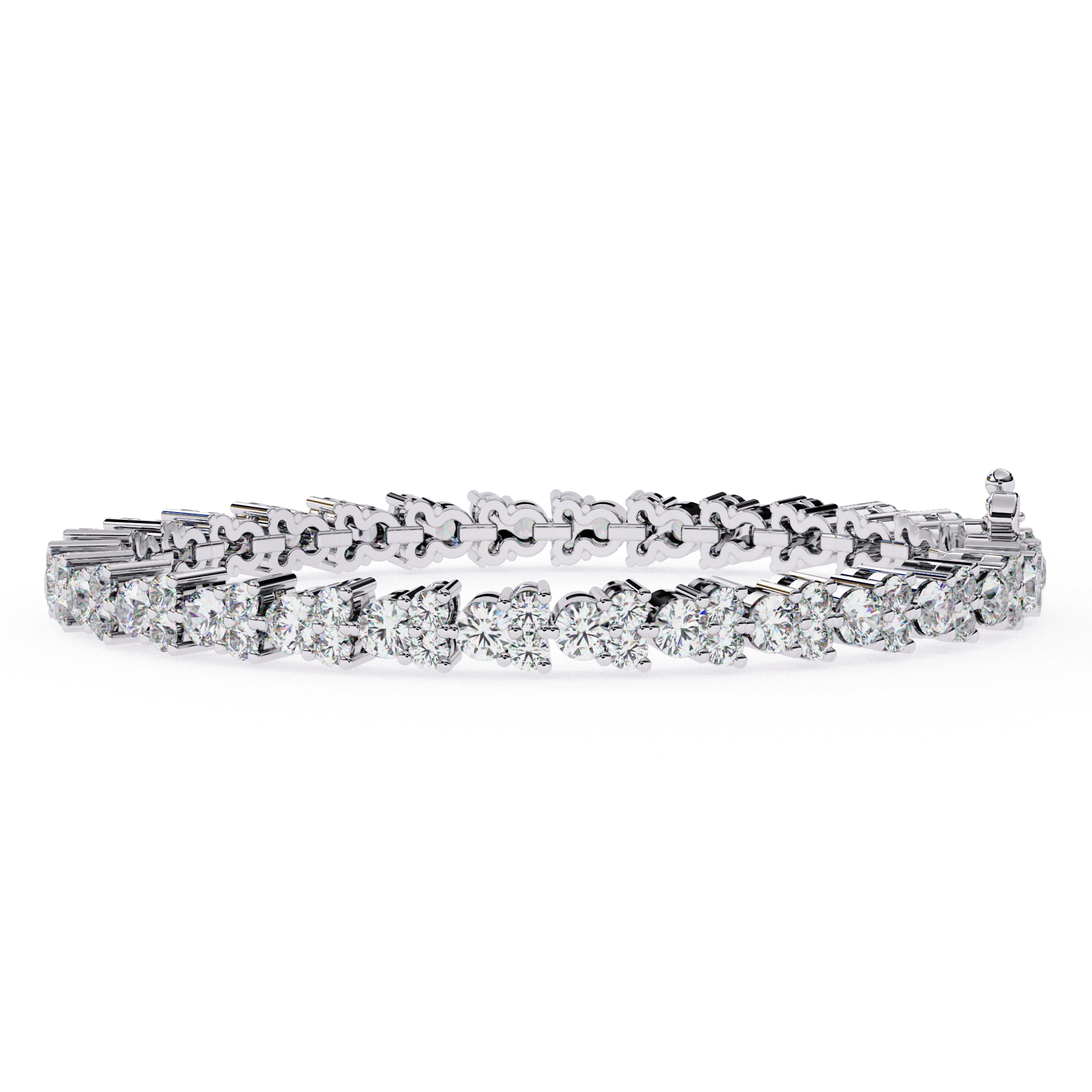 2.26 Carat Round Diamond Tennis Bracelet In White Gold 950 Platinum Natural Diamond
