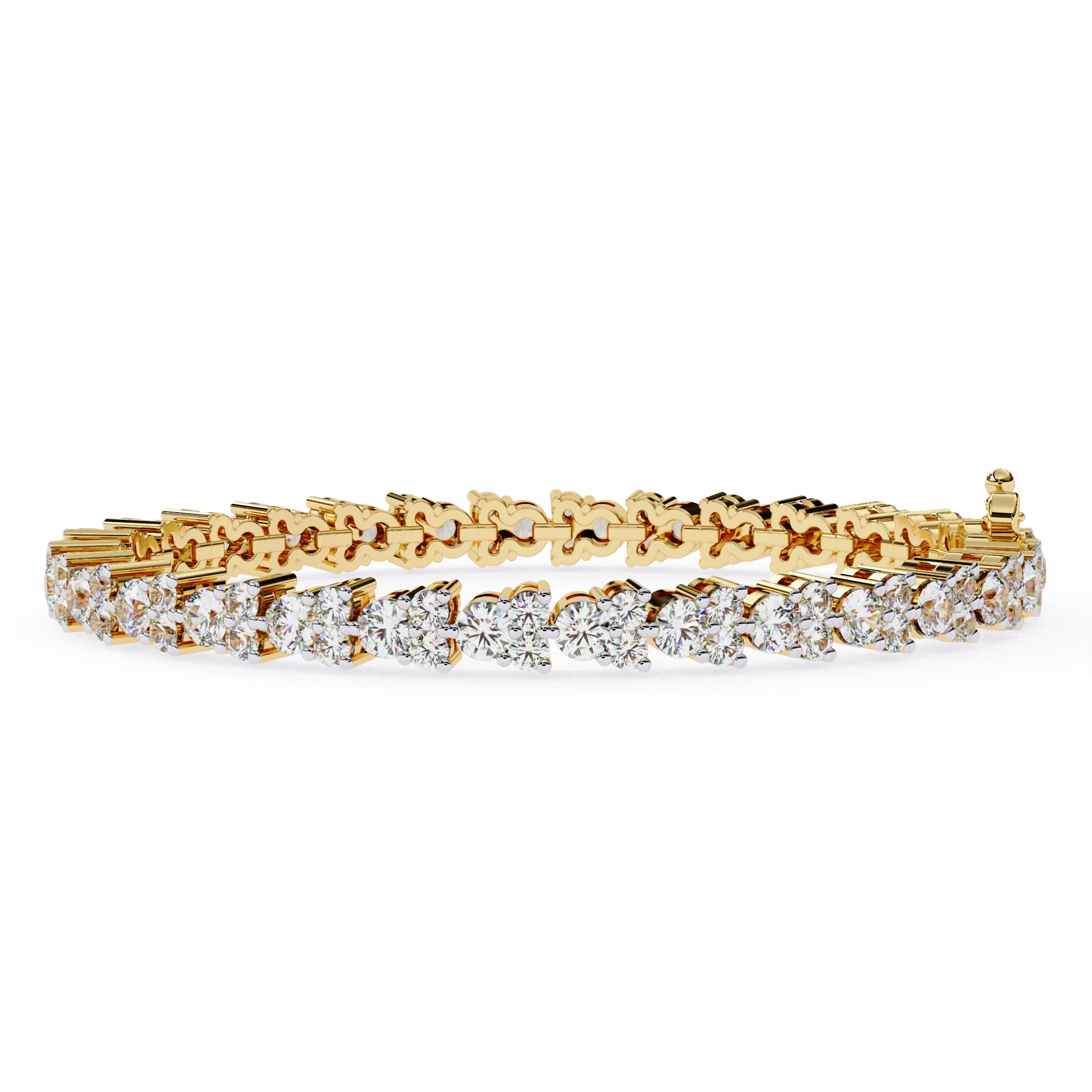 2.26 Carat Round Diamond Tennis Bracelet In White Gold 18K Yellow Gold Natural Diamond