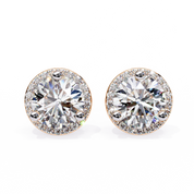 2.2 Ct. Round Halo Diamond Stud Earrings Women's Classic Bezel Look Lab Diamond