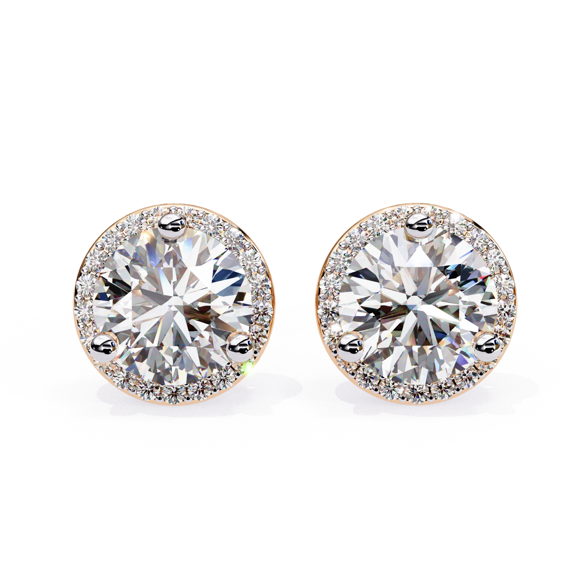 2.2 Ct. Round Halo Diamond Stud Earrings Women's Classic Bezel Look Lab Diamond