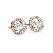 2.2 Ct. Round Halo Diamond Stud Earrings Women's Classic Bezel Look
