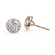 2.2 Ct. Round Halo Diamond Stud Earrings Women's Classic Bezel Look