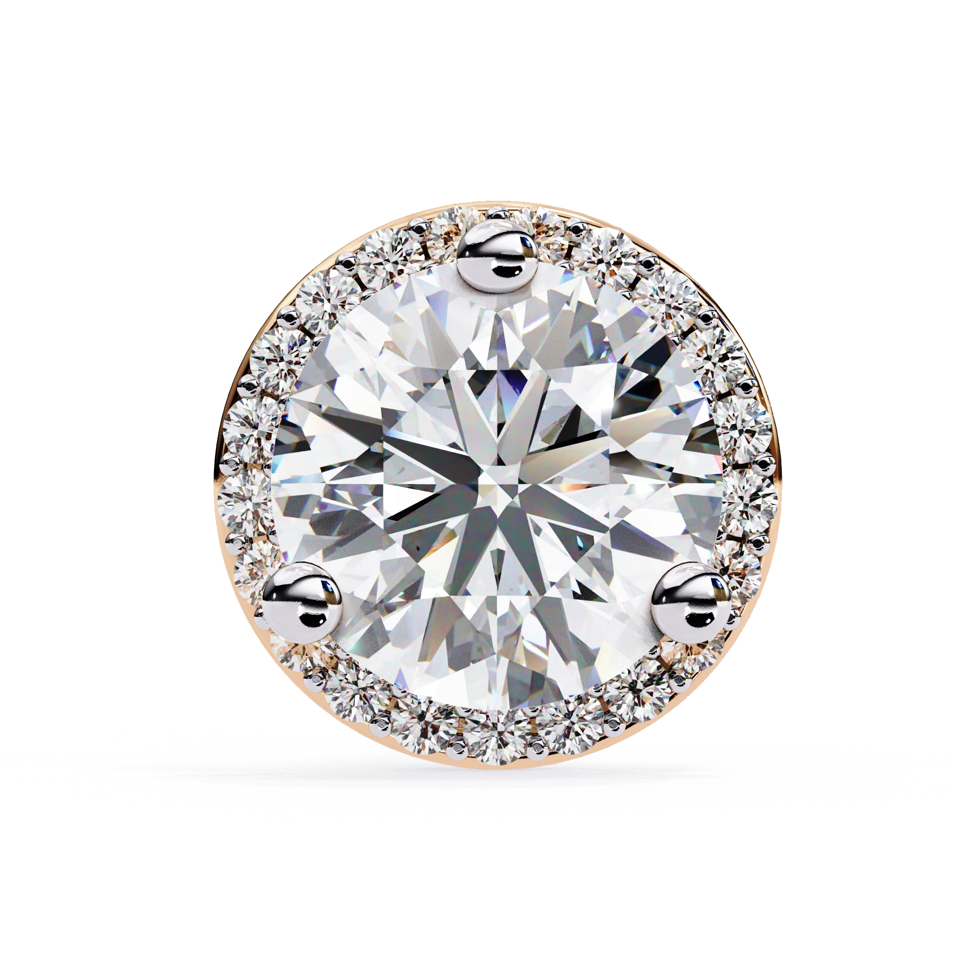 2.2 Ct. Round Halo Diamond Stud Earrings Women's Classic Bezel Look