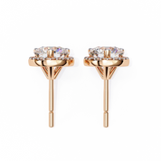 2.2 Ct. Round Halo Diamond Stud Earrings Women's Classic Bezel Look
