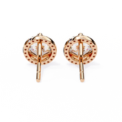 2.2 Ct. Round Halo Diamond Stud Earrings Women's Classic Bezel Look