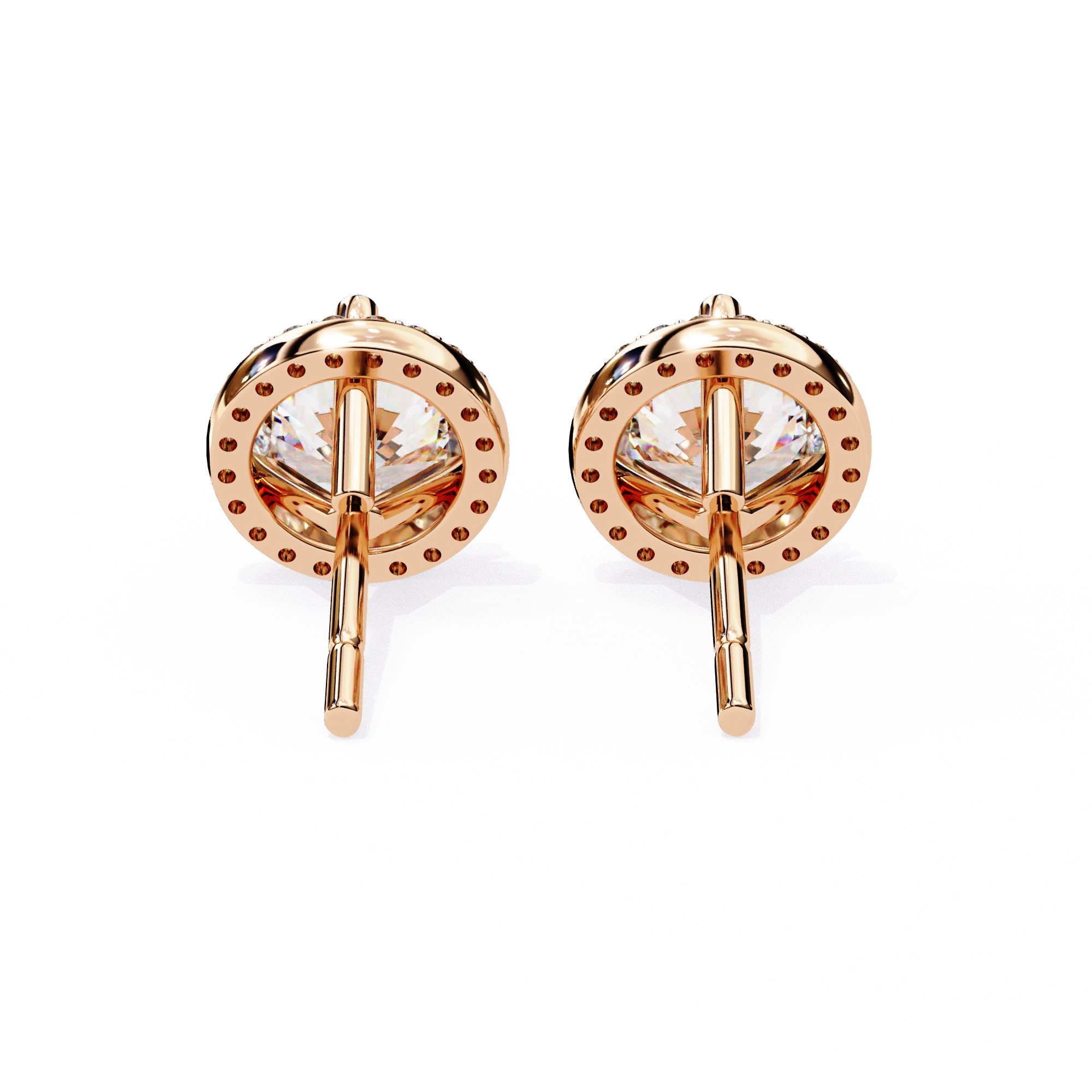 2.2 Ct. Round Halo Diamond Stud Earrings Women's Classic Bezel Look