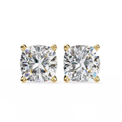 2.50 Ct Cushion Cut Lab Grown Diamond Earrings 18K Yellow Gold