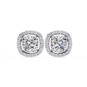 2.34 Carat Cushion Diamond Halo Stud Earrings for Women Lab Diamond