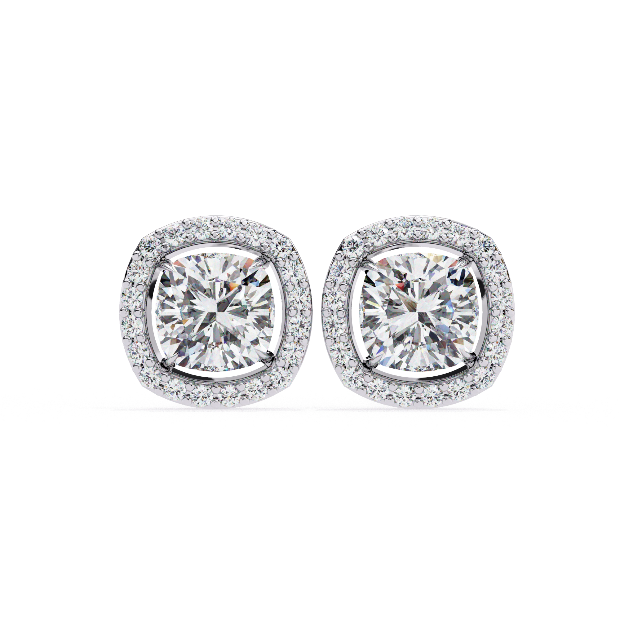2.34 Carat Cushion Diamond Halo Stud Earrings for Women Lab Diamond