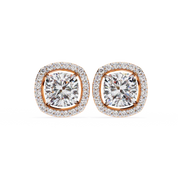 2.34 Carat Cushion Diamond Halo Stud Earrings for Women Lab Diamond