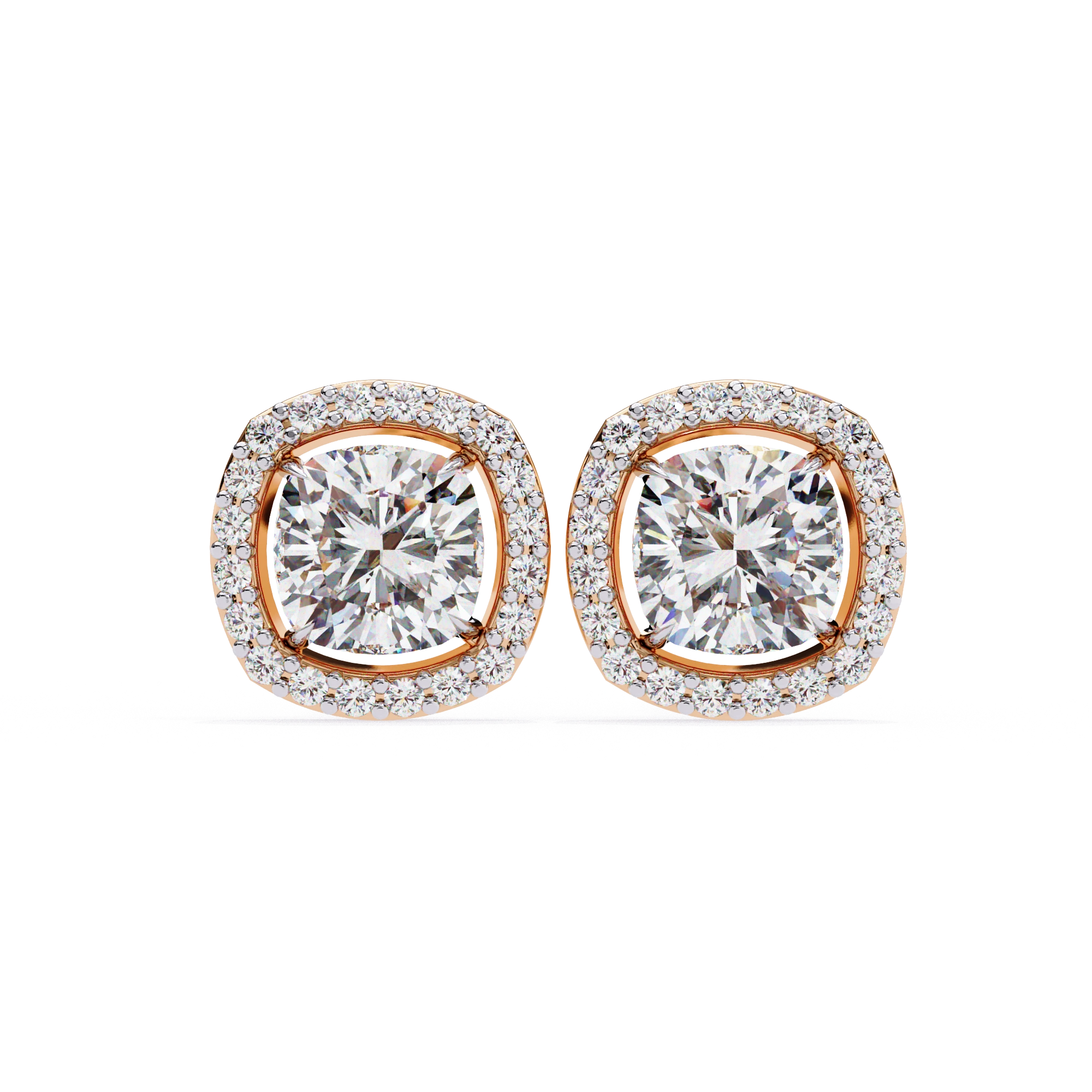 2.34 Carat Cushion Diamond Halo Stud Earrings for Women Lab Diamond