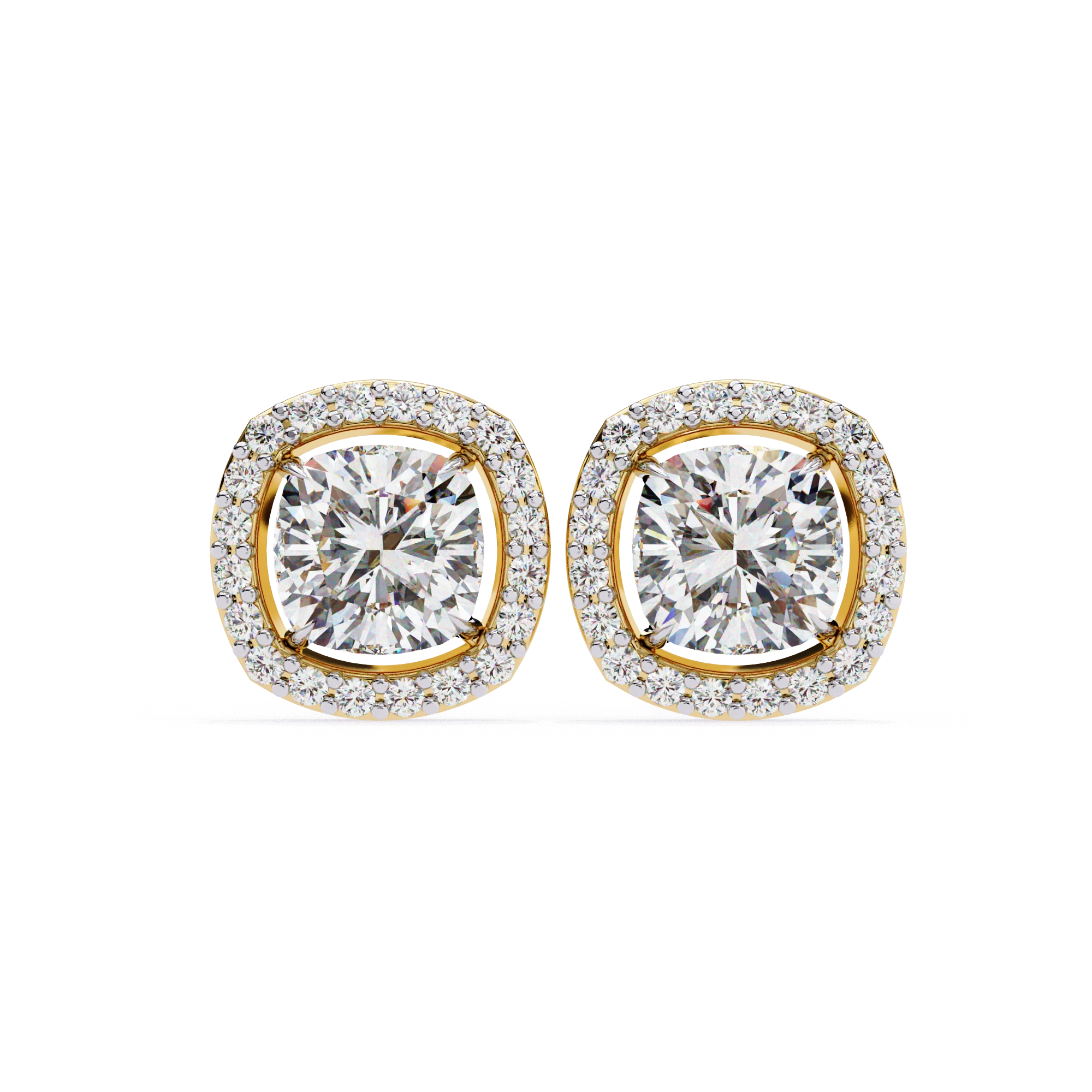2.34 Carat Cushion Diamond Halo Stud Earrings for Women Lab Diamond