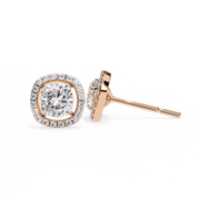 2.34 Carat Cushion Diamond Halo Stud Earrings for Women