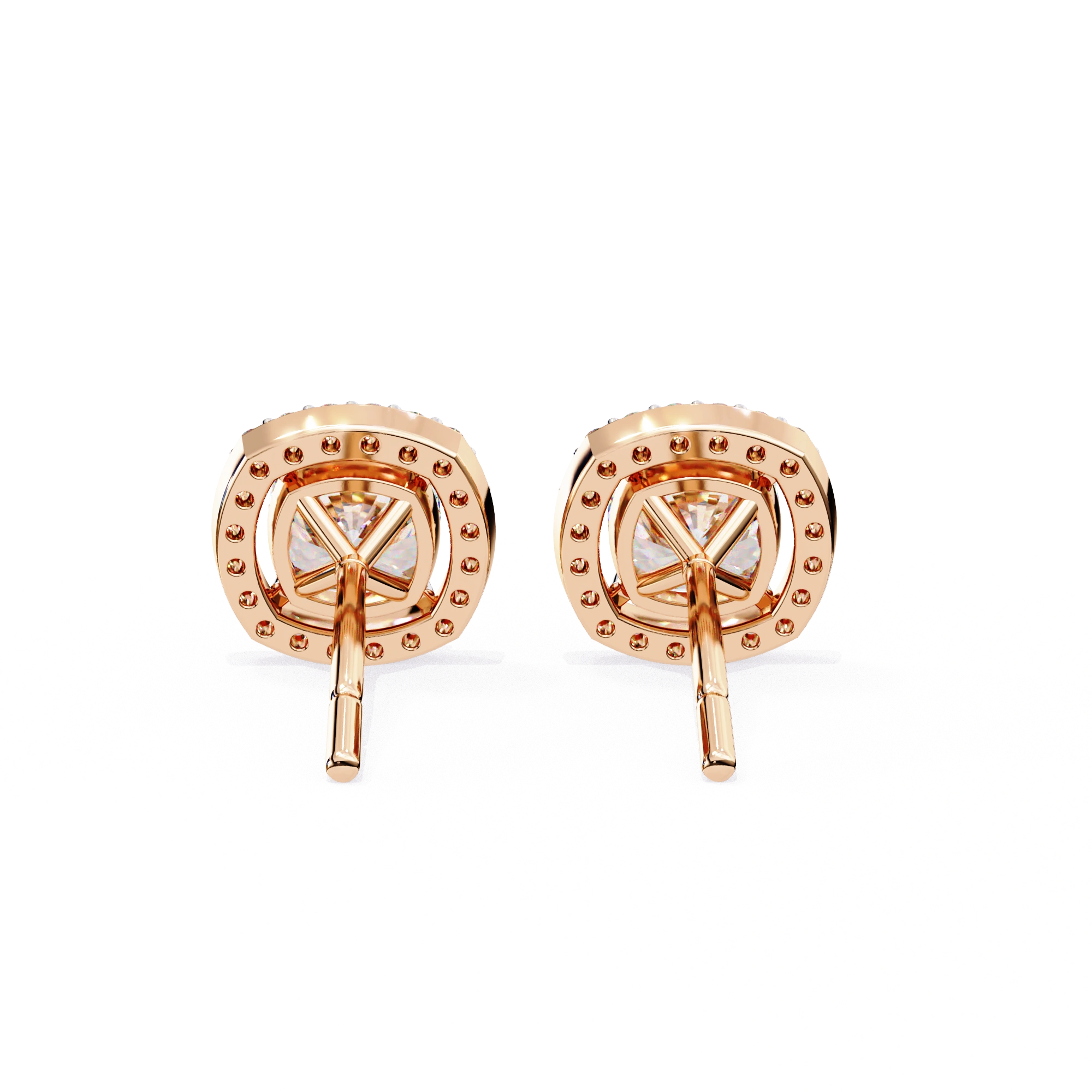 2.34 Carat Cushion Diamond Halo Stud Earrings for Women