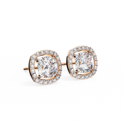 2.34 Carat Cushion Diamond Halo Stud Earrings for Women