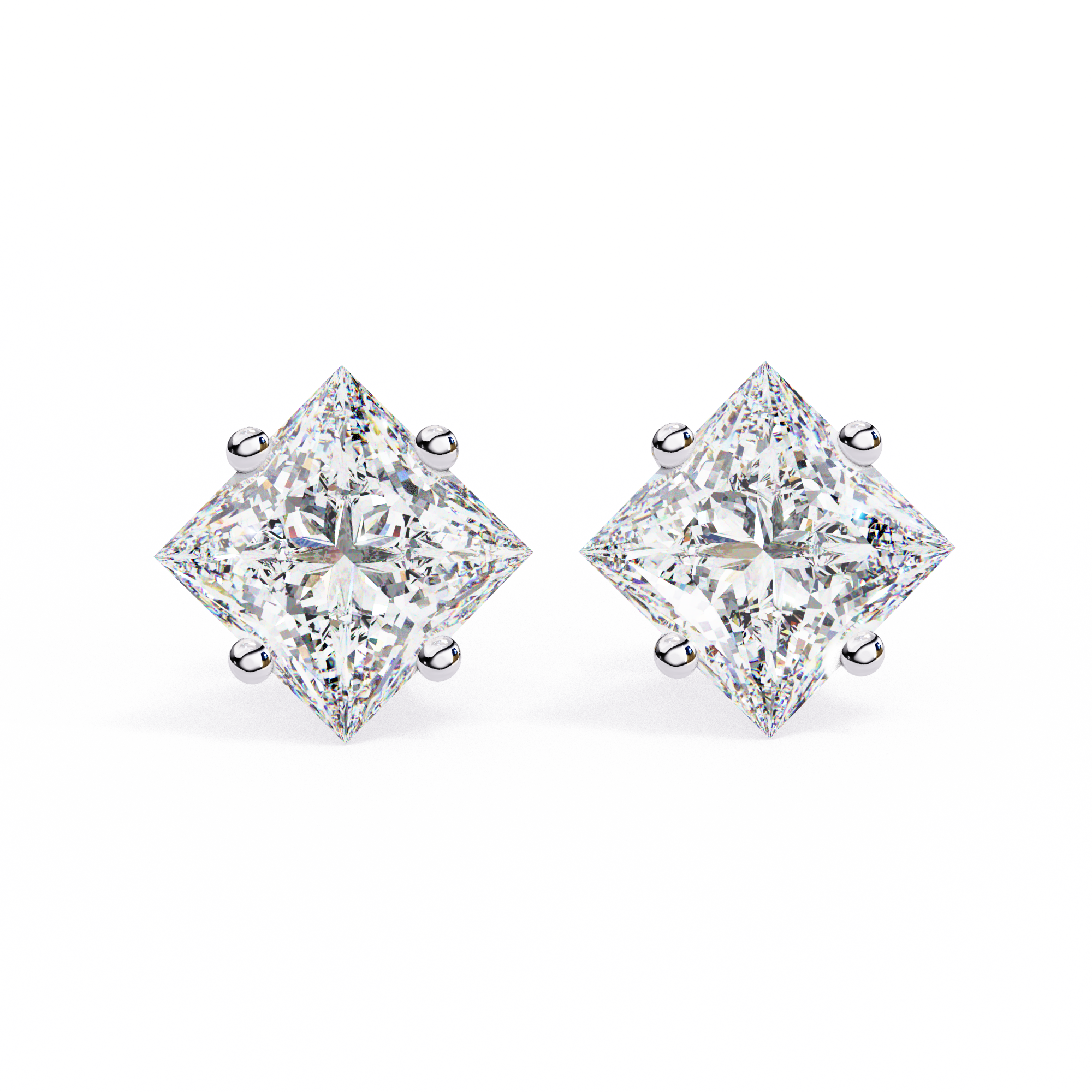 2.50 Ct Princess Cut Lab Diamond Stud Earrings 950 Platinum