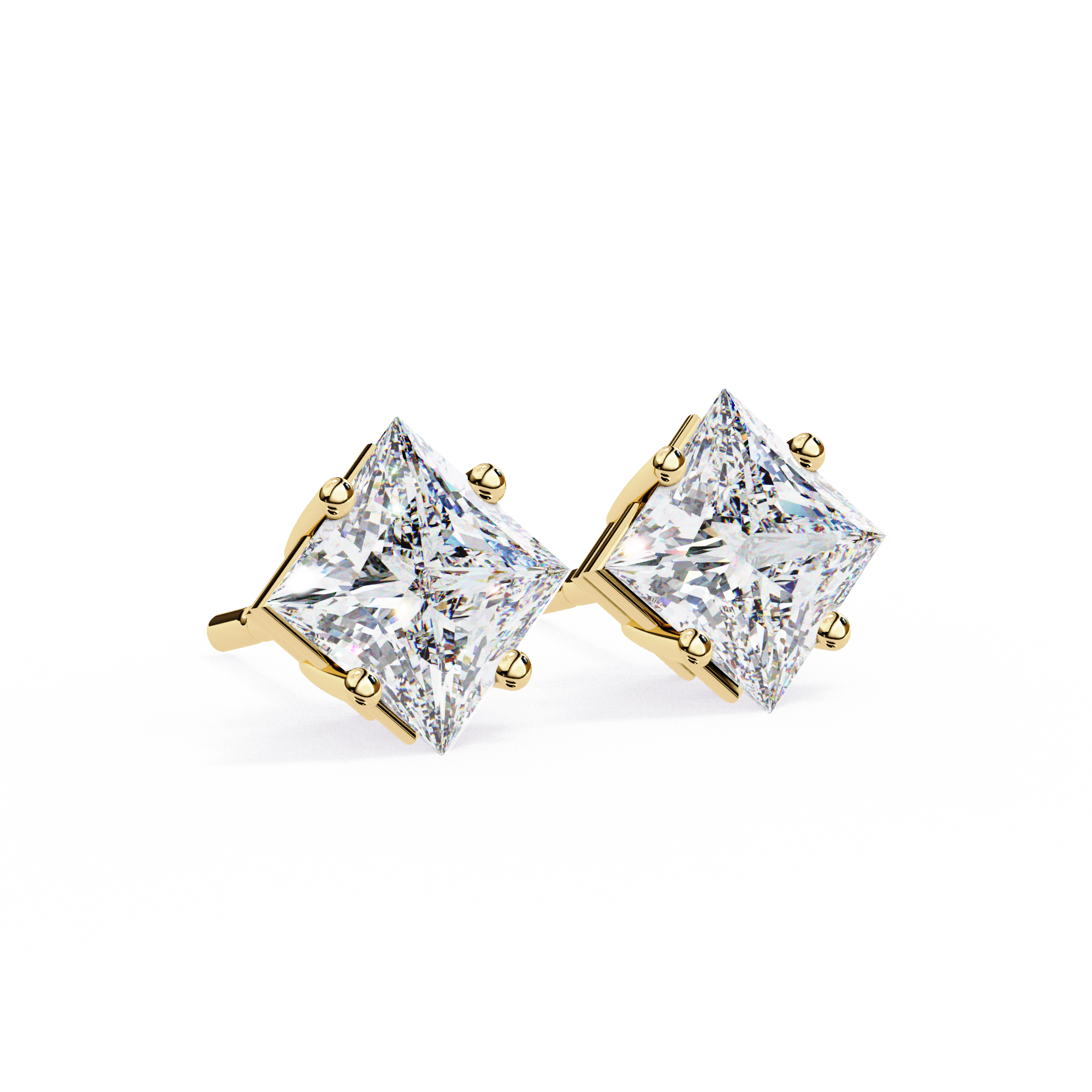 2.50 Ct Princess Cut Lab Diamond Stud Earrings
