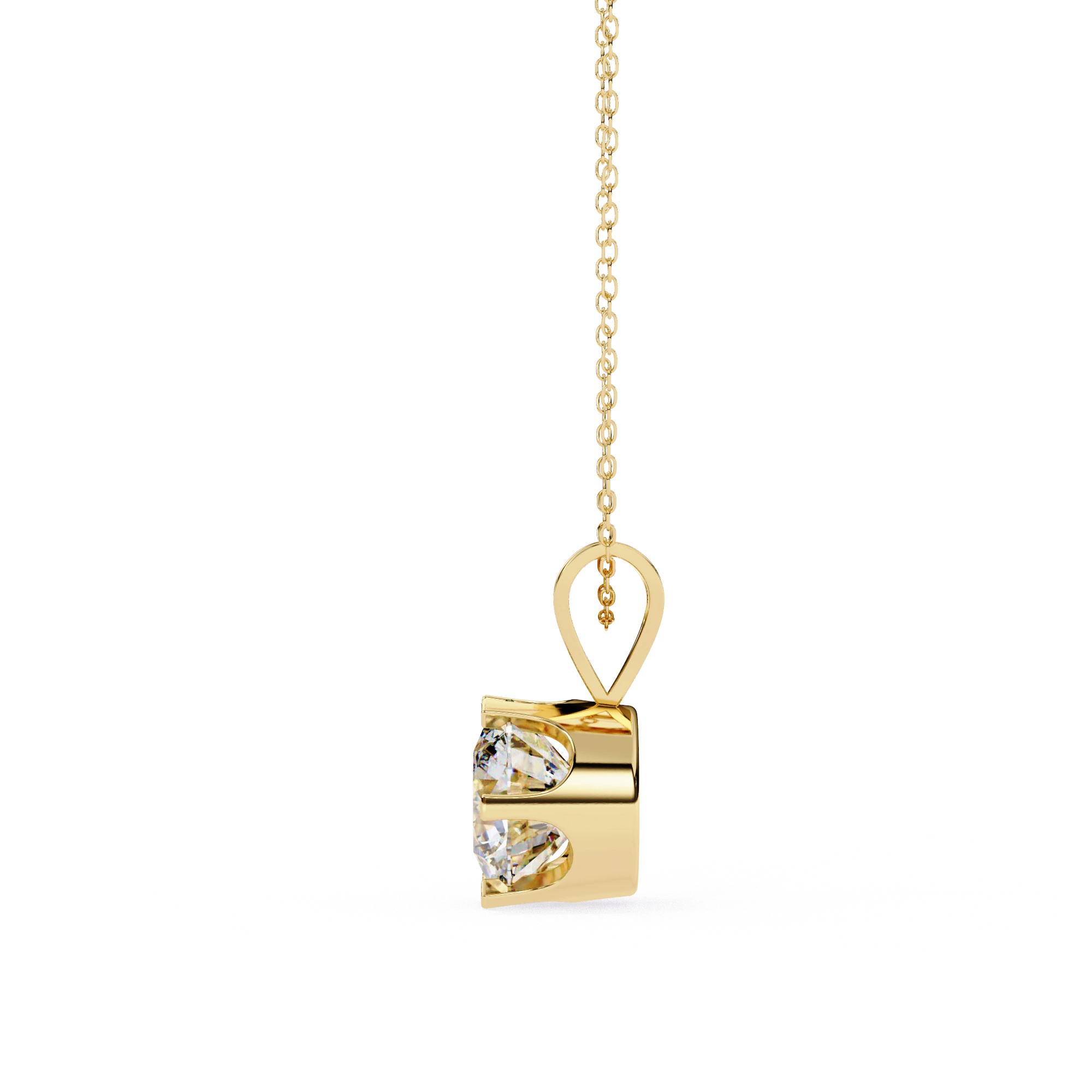 2.43 Ct Lab Round Diamond Solitaire Pendant Yellow Gold