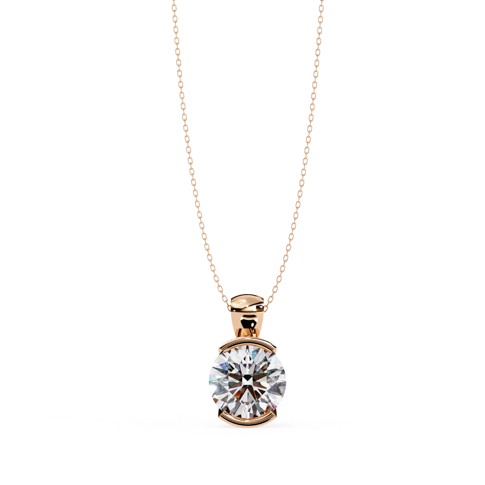 2.43 Ct Round Lab Diamond Bezel Set Pendant in Yellow Gold Lab Diamond