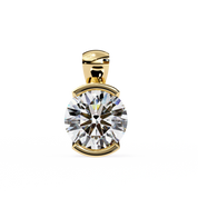 2.43 Ct Round Lab Diamond Bezel Set Pendant in Yellow Gold