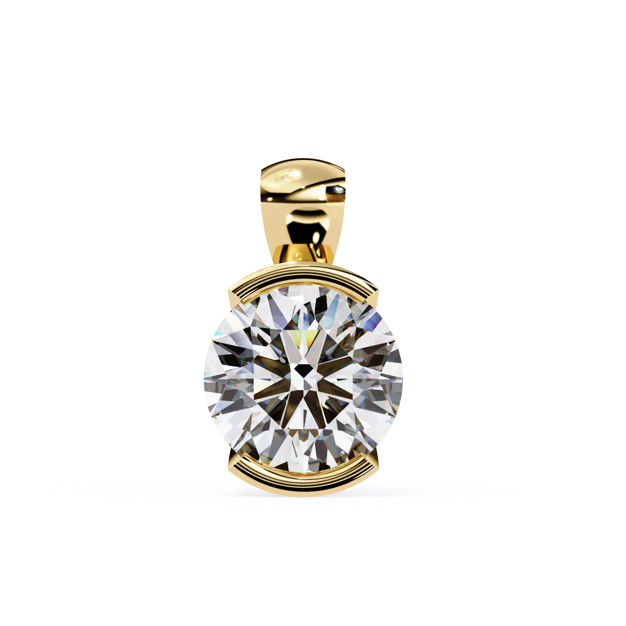 2.43 Ct Round Lab Diamond Bezel Set Pendant in Yellow Gold