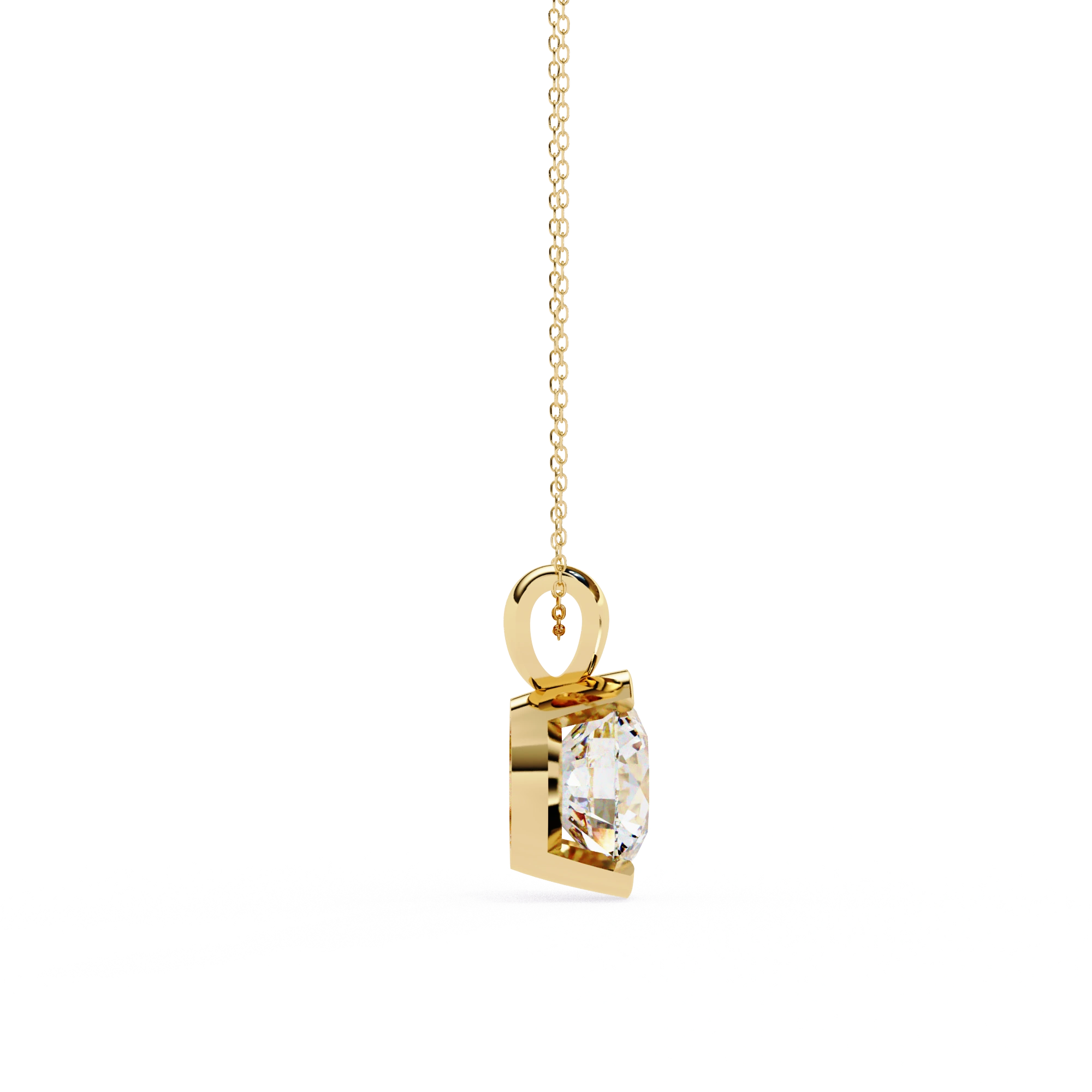 2.43 Ct Round Lab Diamond Bezel Set Pendant in Yellow Gold