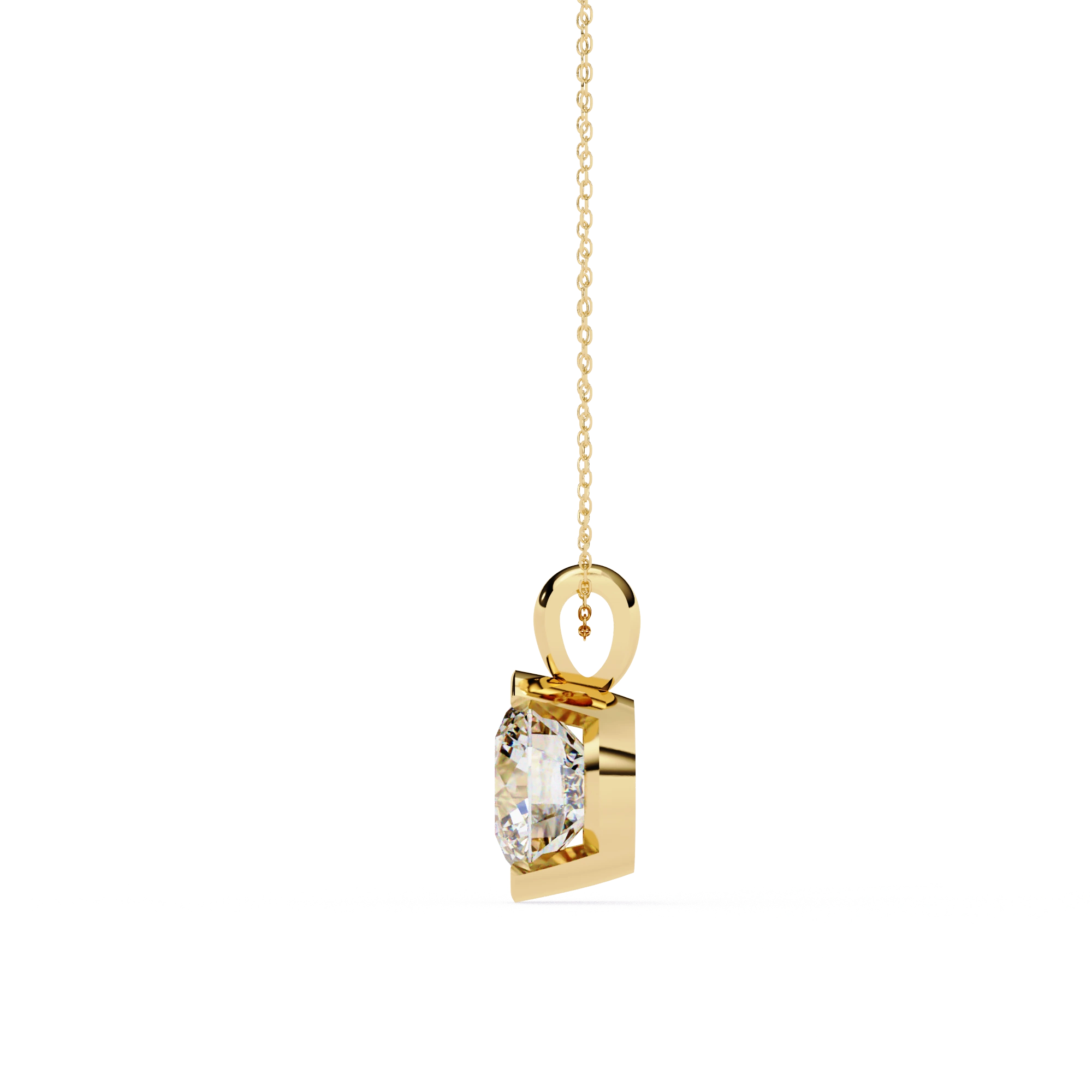 2.43 Ct Round Lab Diamond Bezel Set Pendant in Yellow Gold
