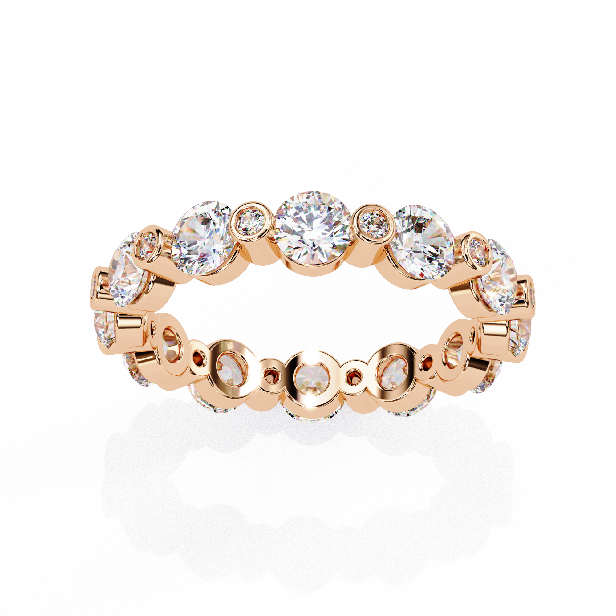 2.46 Carat Round Cut Diamond Eternity Wedding Band In Rose Gold