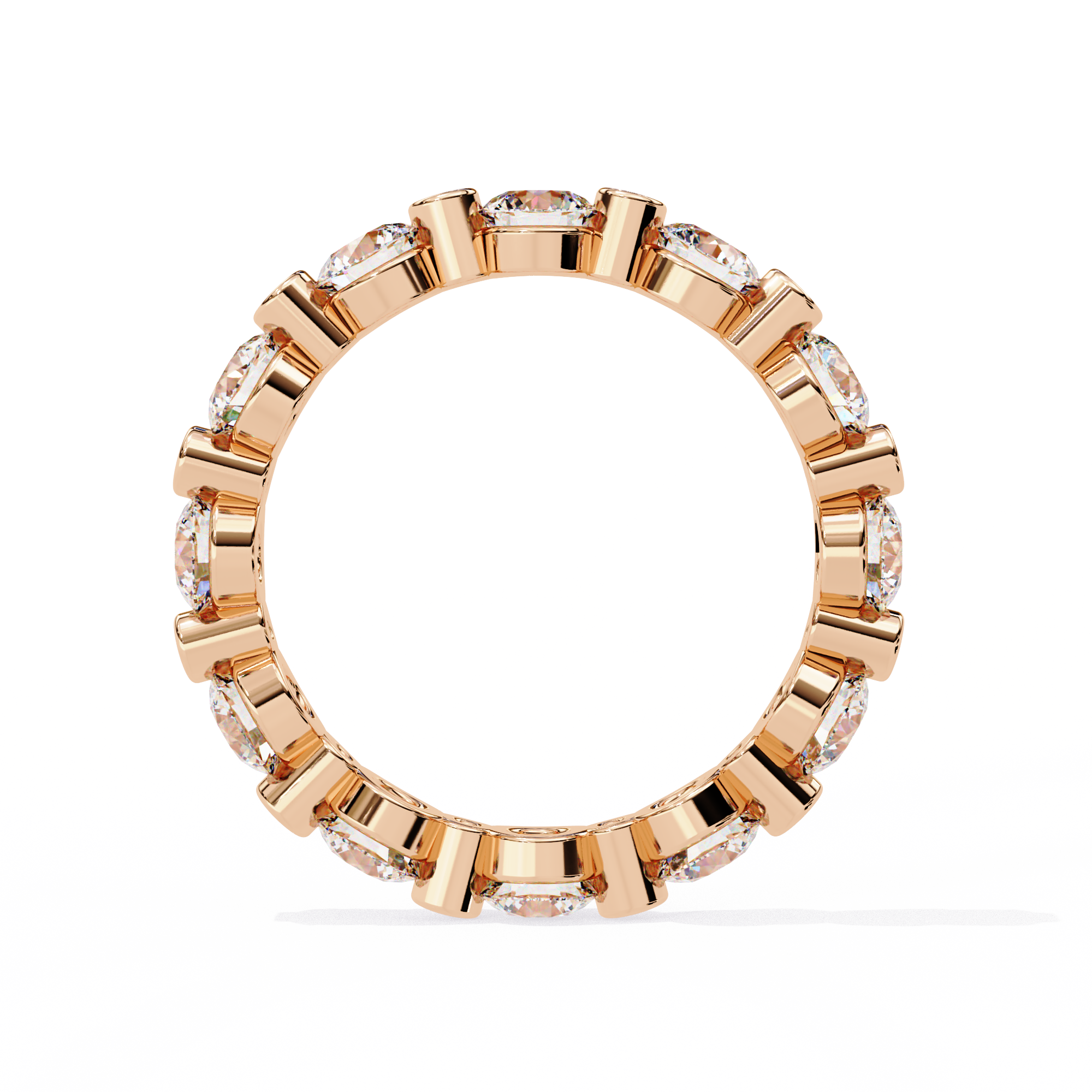 2.46 Carat Round Cut Diamond Eternity Wedding Band In Rose Gold