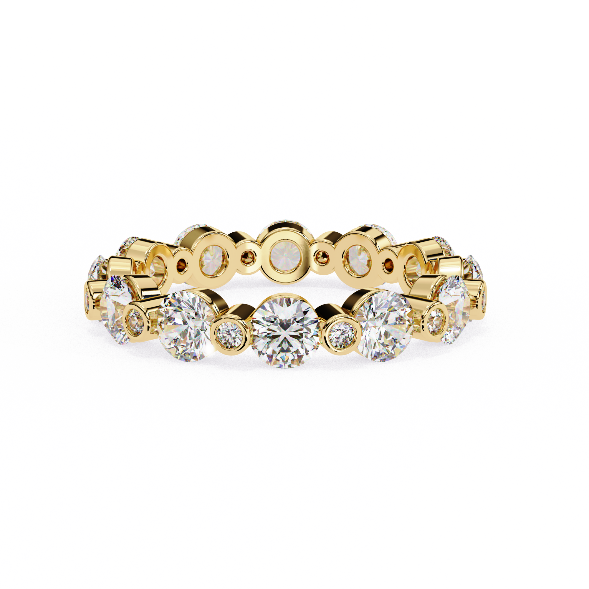 2.46 Carat Round Cut Diamond Eternity Wedding Band In Rose Gold 18K Yellow Gold Natural Diamond