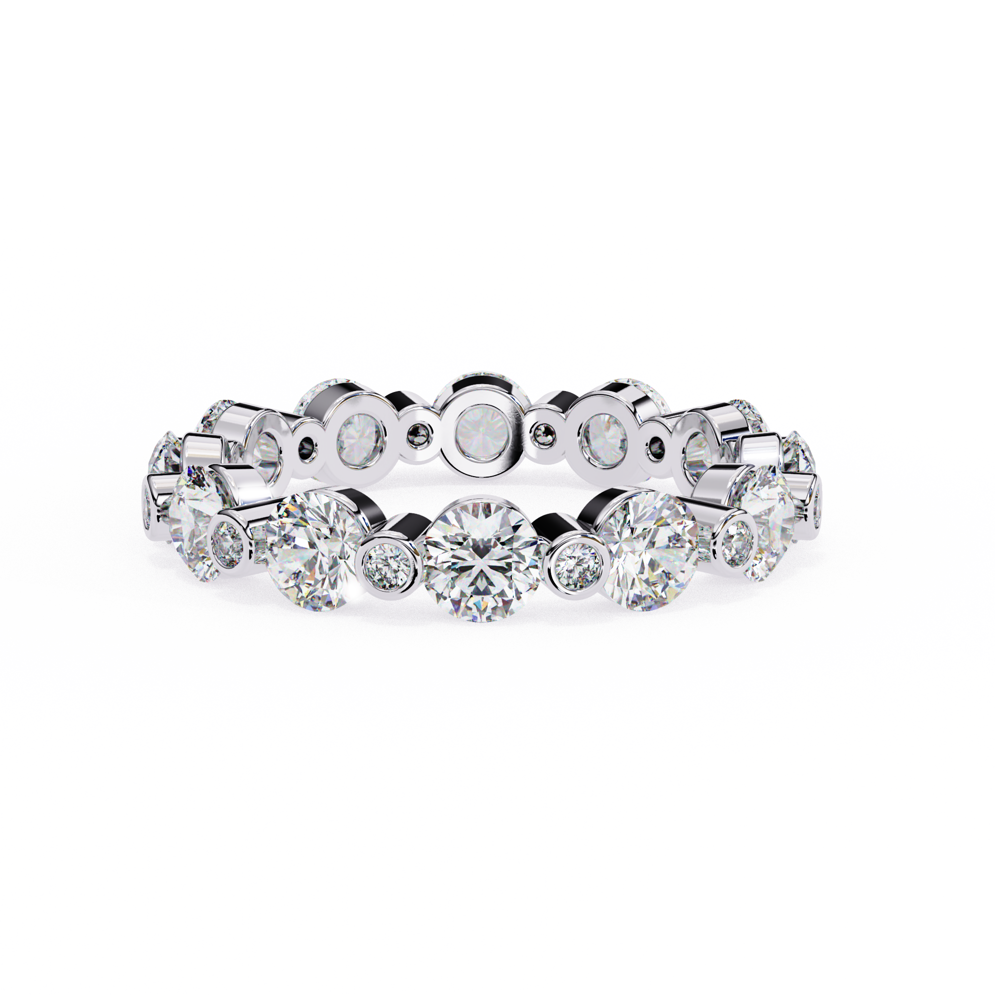 2.46 Carat Round Cut Diamond Eternity Wedding Band In Rose Gold 950 Platinum Natural Diamond