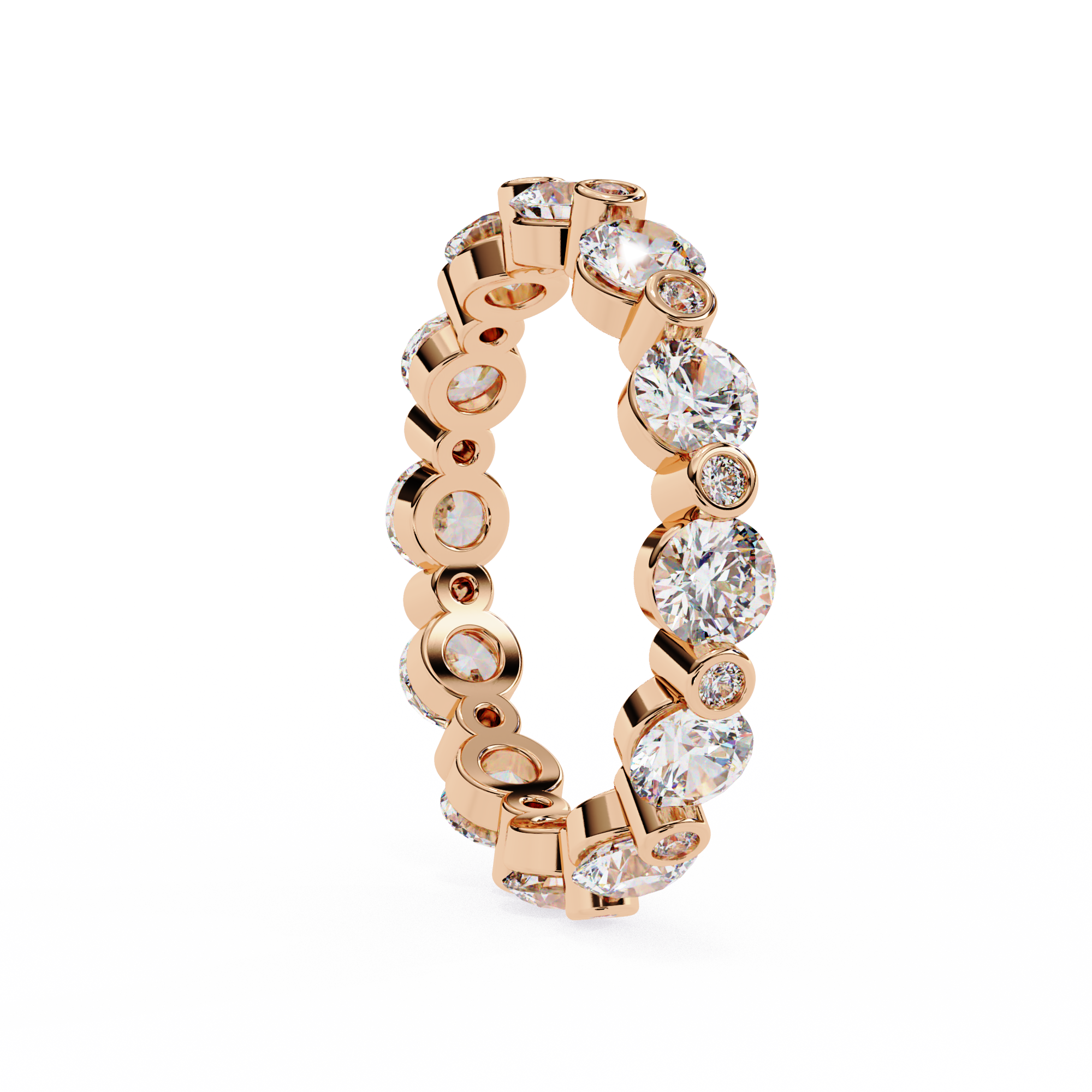 2.46 Carat Round Cut Diamond Eternity Wedding Band In Rose Gold