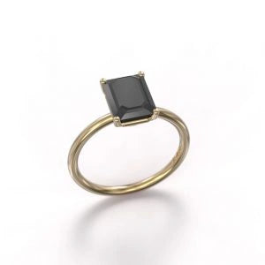 2.50 Carat Emerald Cut Black Diamond Solitaire Ring Black Diamond Engagement Ring