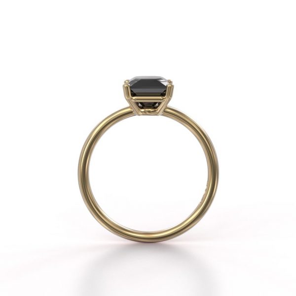 2.50 Carat Emerald Cut Black Diamond Solitaire Ring Black Diamond Engagement Ring