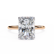 Radiant Cut Two Tone Halo Lab Grown Diamond Ring 18K Rose Gold