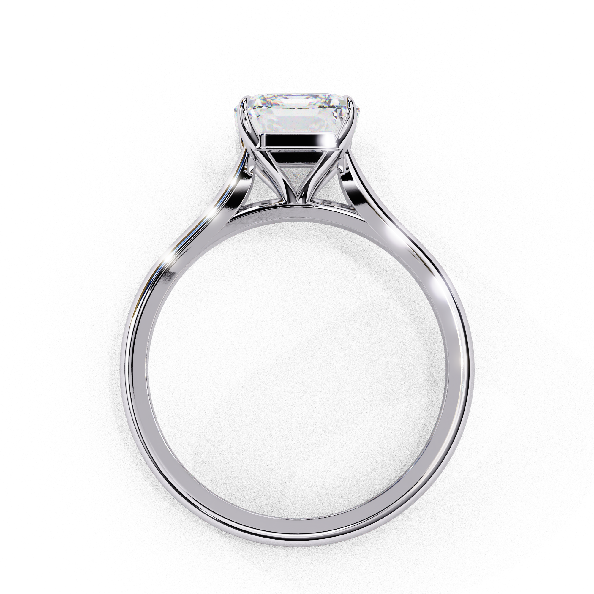 1 Carat Emerald Shaped Lab Diamond Engagement Ring In White Gold