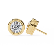 2.60 Carat Round Solitaire Lab Diamond Earrings 18K Yellow Gold