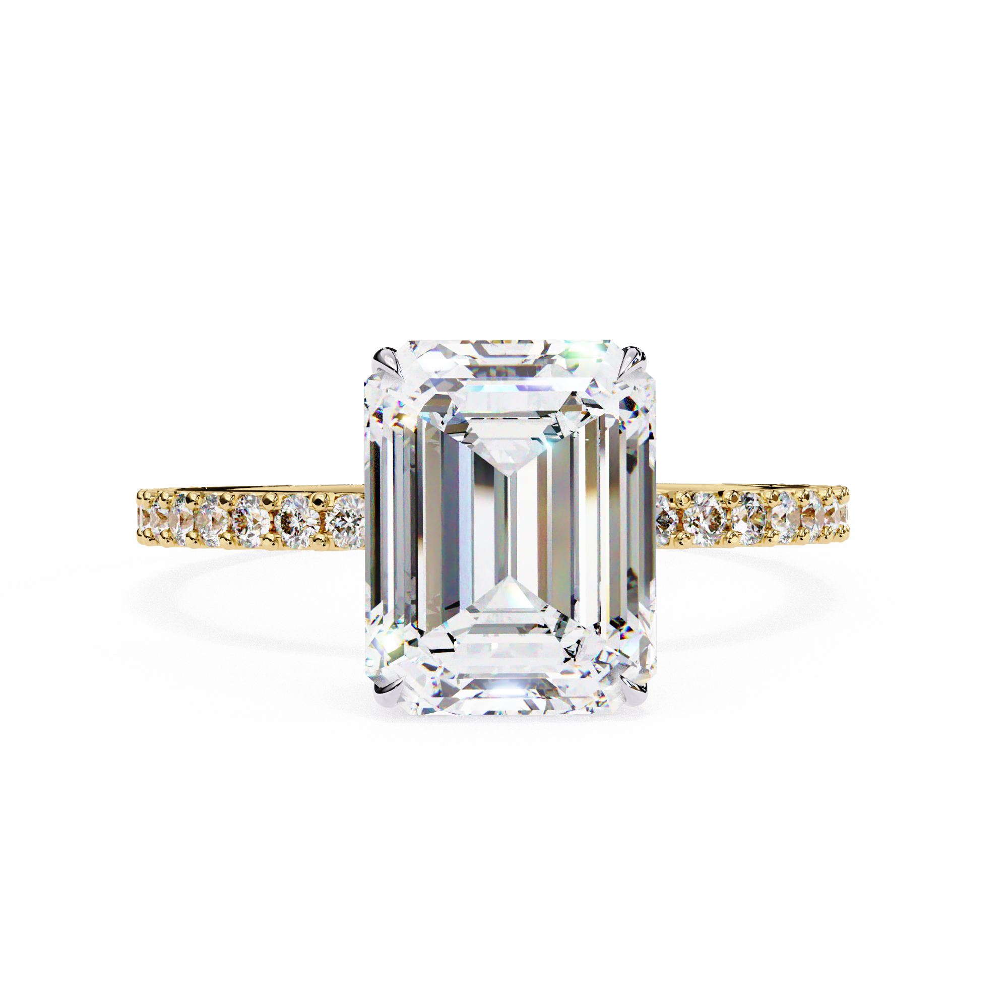 3 Ct Emerald Halo Lab Diamond Engagement Ring 18K Yellow Gold